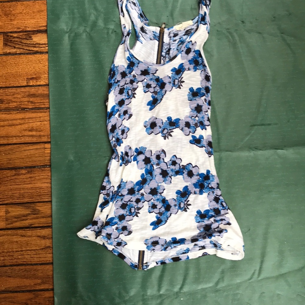 Blue floral tank with back zipper